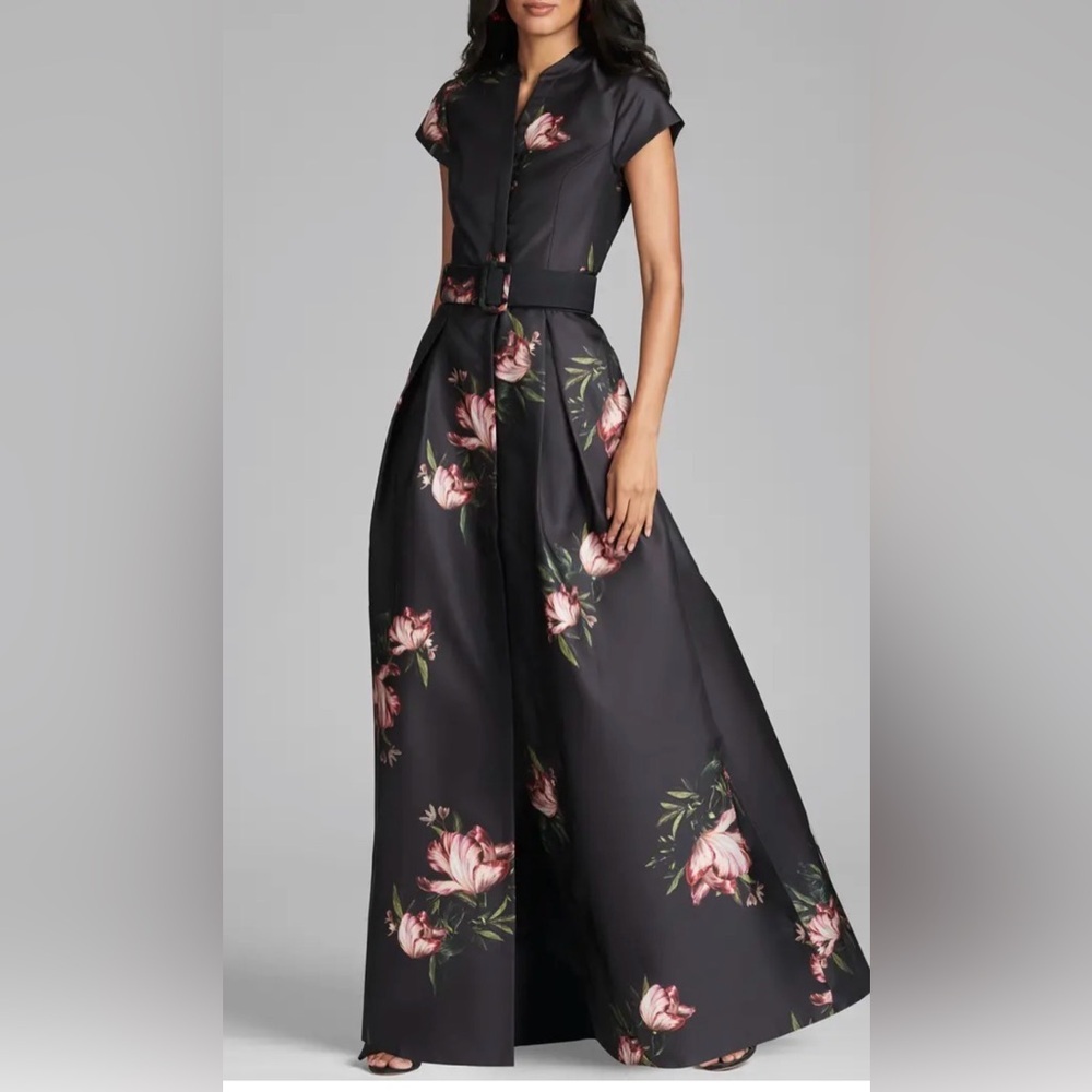 Sachin + Babi Marta Floral Print Belted Satin Gown in size 18W NWT